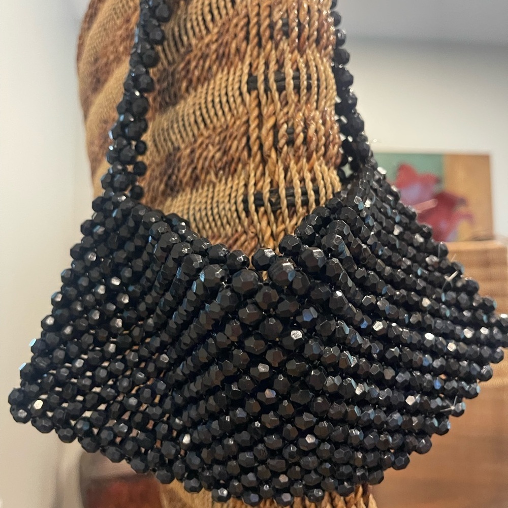 Black Beaded Shoulder Bag Red Cherry Charm Purse TikTok Viral - Picture 5 of 6